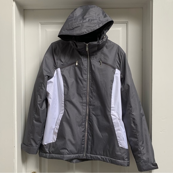 ZEROXPOSUR WHITE AND SILVER COLORBLOCK WOMENS XL INSULATED SNOW HOODED NWOT - Picture 4 of 14
